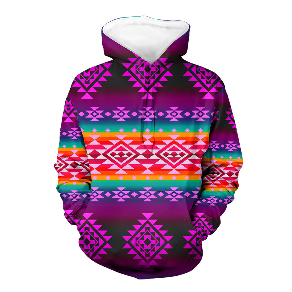 GB-NAT00680 Pattern Purple Native 3D Hoodie