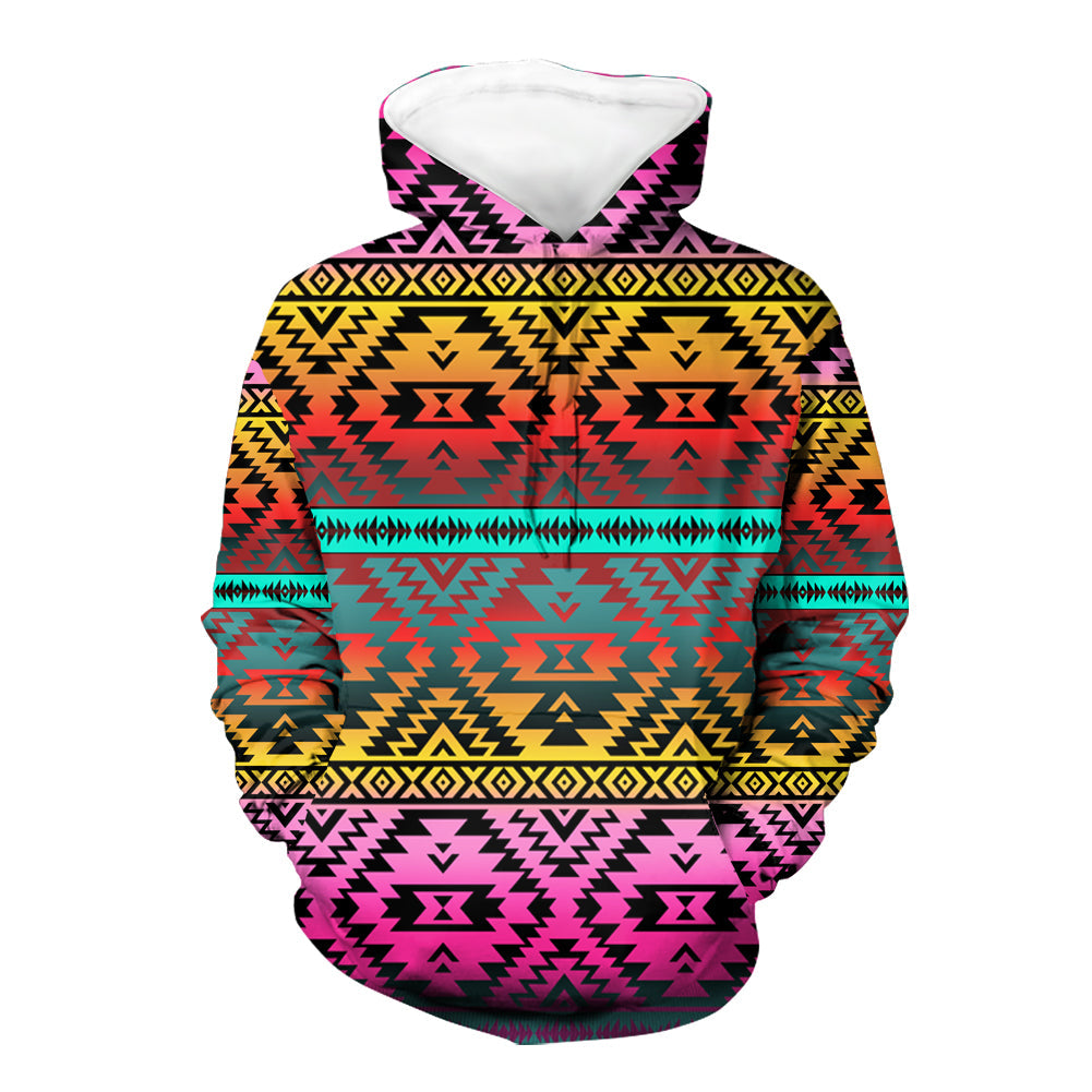 GB-NAT00689 Pattern Native  3D Hoodie