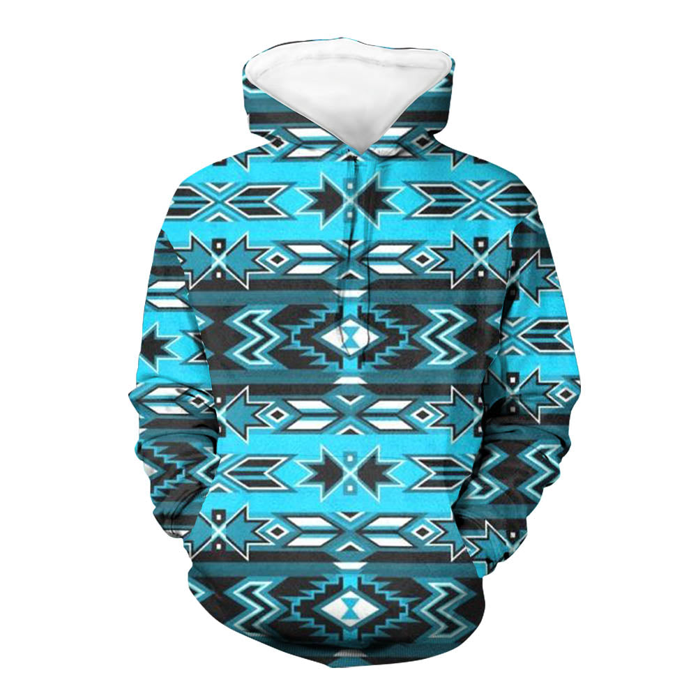 HD00059 Pattern  Blue Native 3D Hoodie