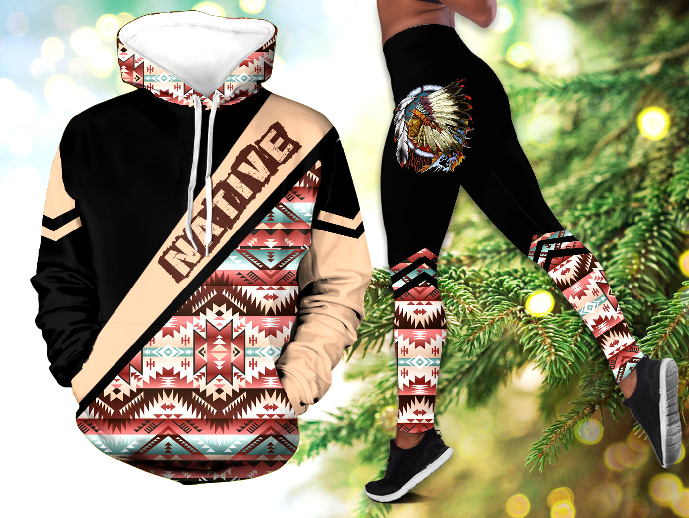 HLS000996 Pattern  Native 3D Hoodie Legging Set