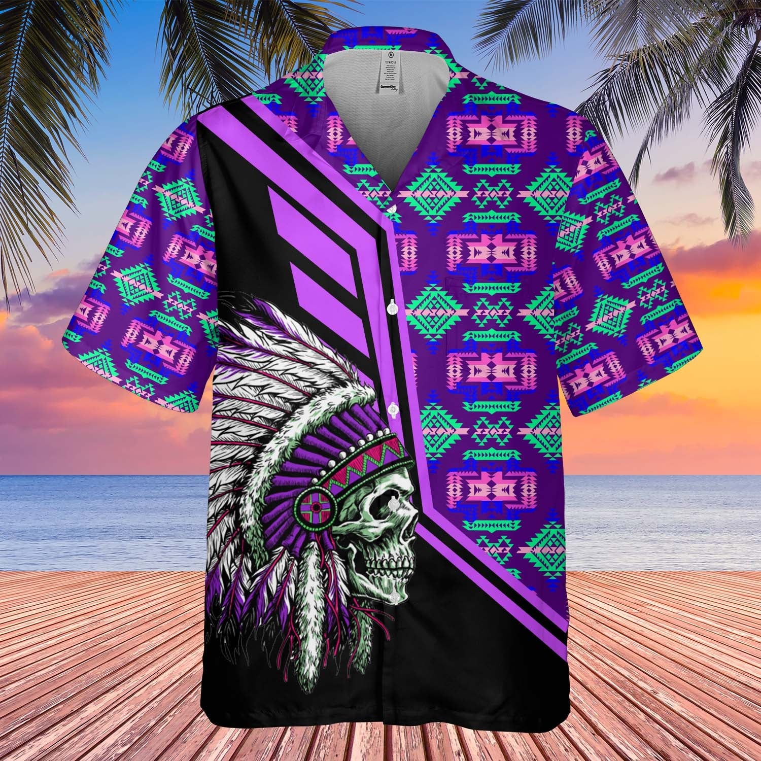 GB-HW000258 Tribe Design Native American Hawaiian Shirt 3D