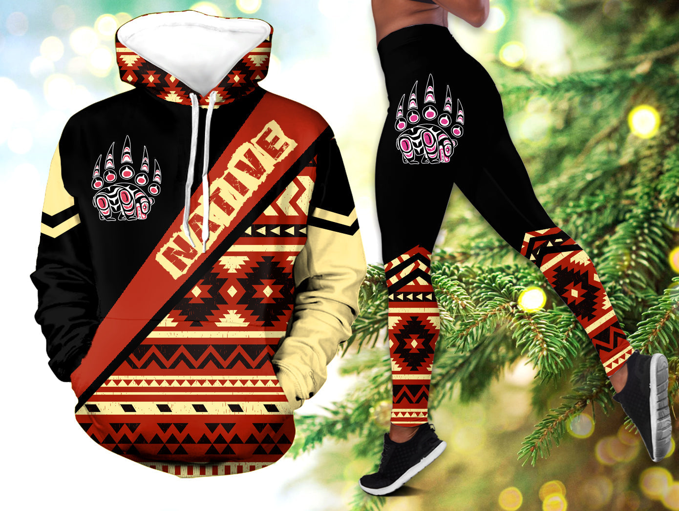 HLS000999 Pattern  Native 3D Hoodie Legging Set