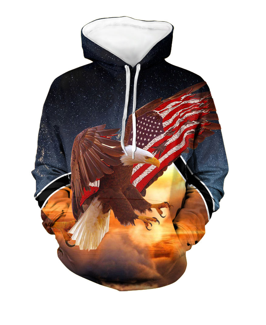 GB-NAT00437 Eagle Flag 3D Hoodie
