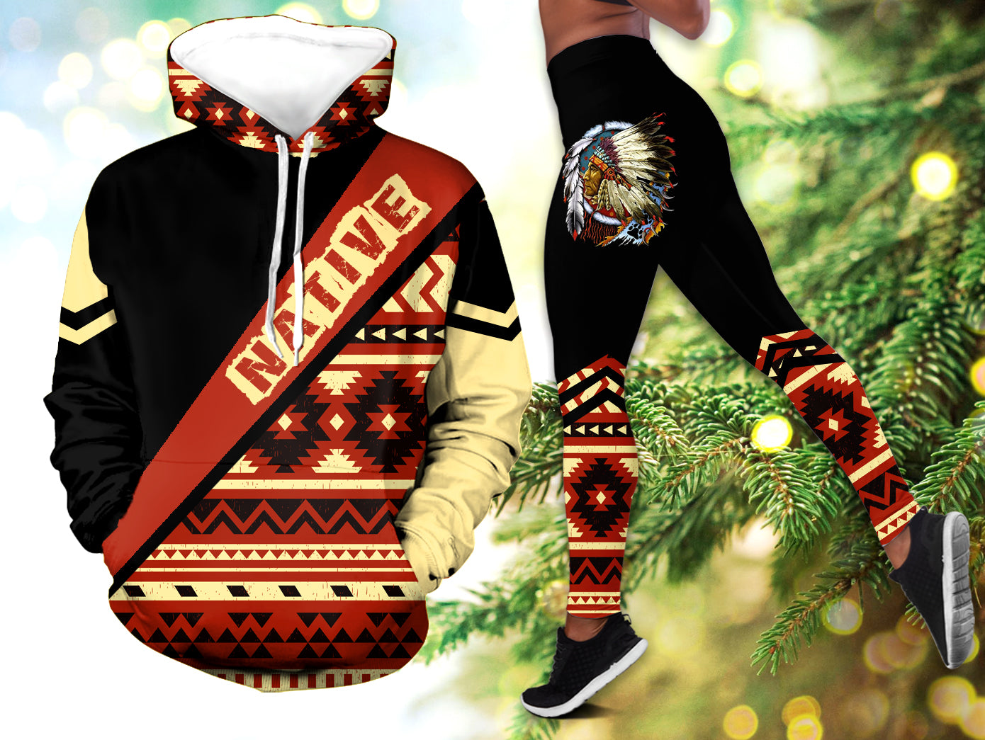 HLS001000 Pattern  Native 3D Hoodie Legging Set