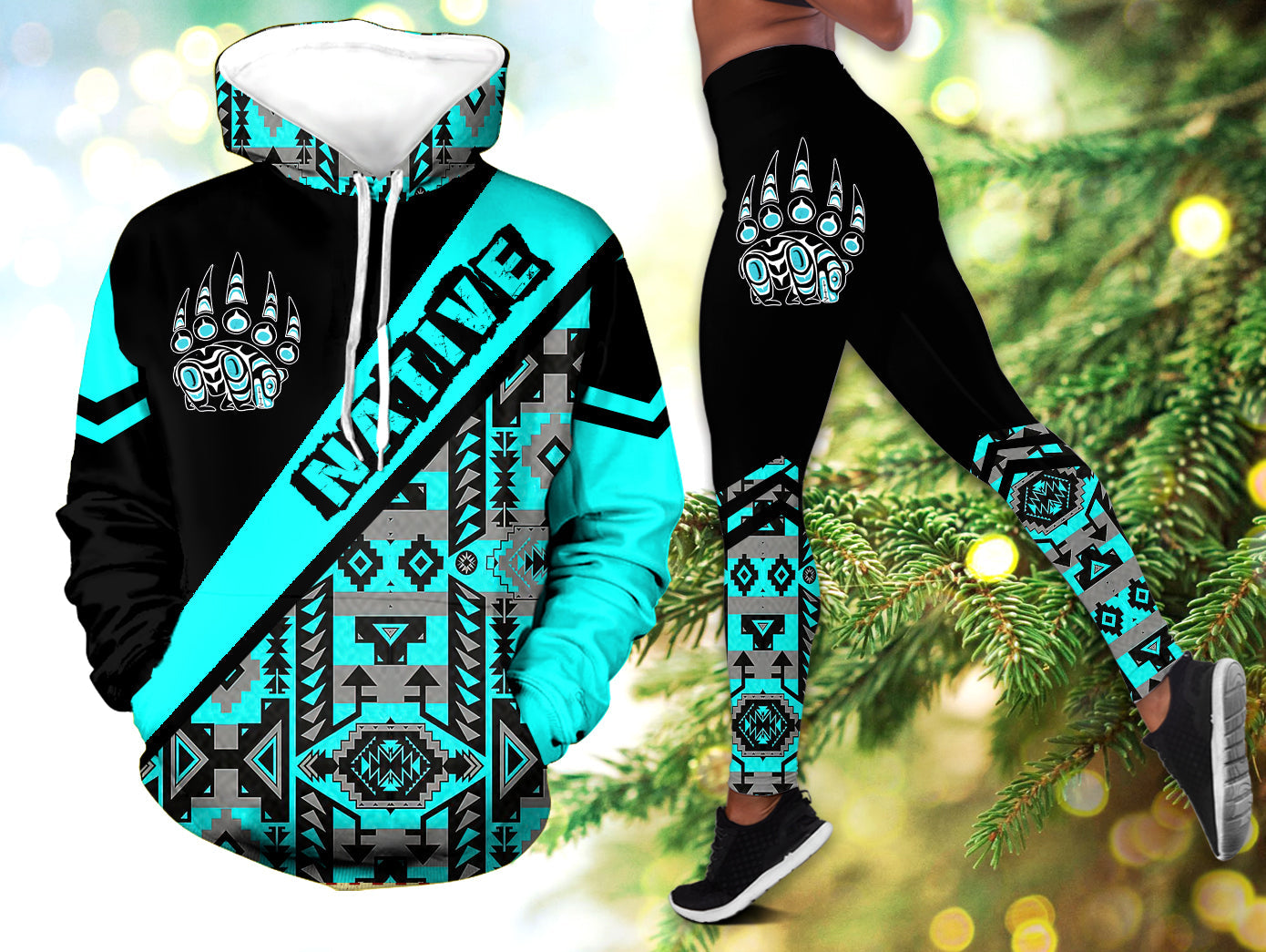 HLS001004 Pattern  Native 3D Hoodie Legging Set