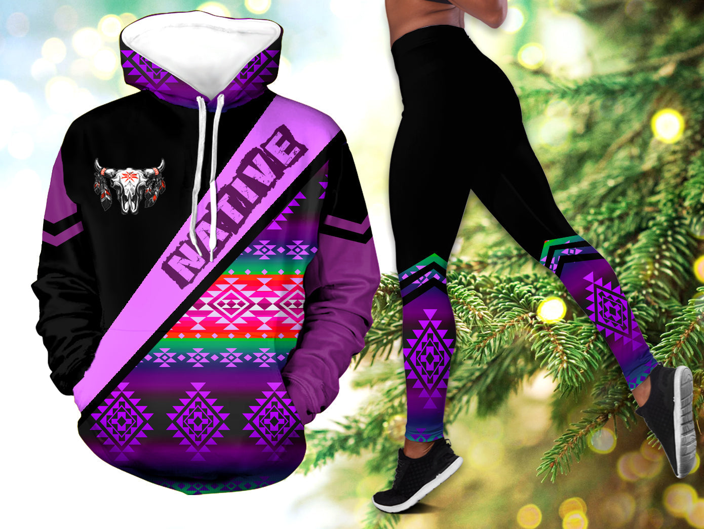 HLS001006 Pattern  Native 3D Hoodie Legging Set