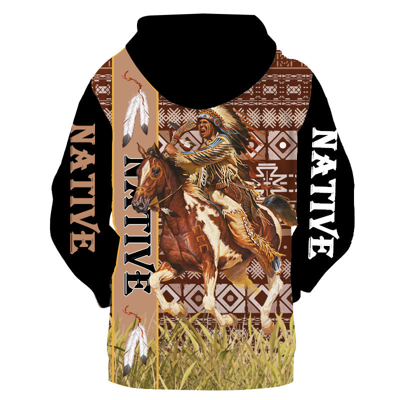 GB-NAT00434 Warrior Chief Native 3D Hoodie