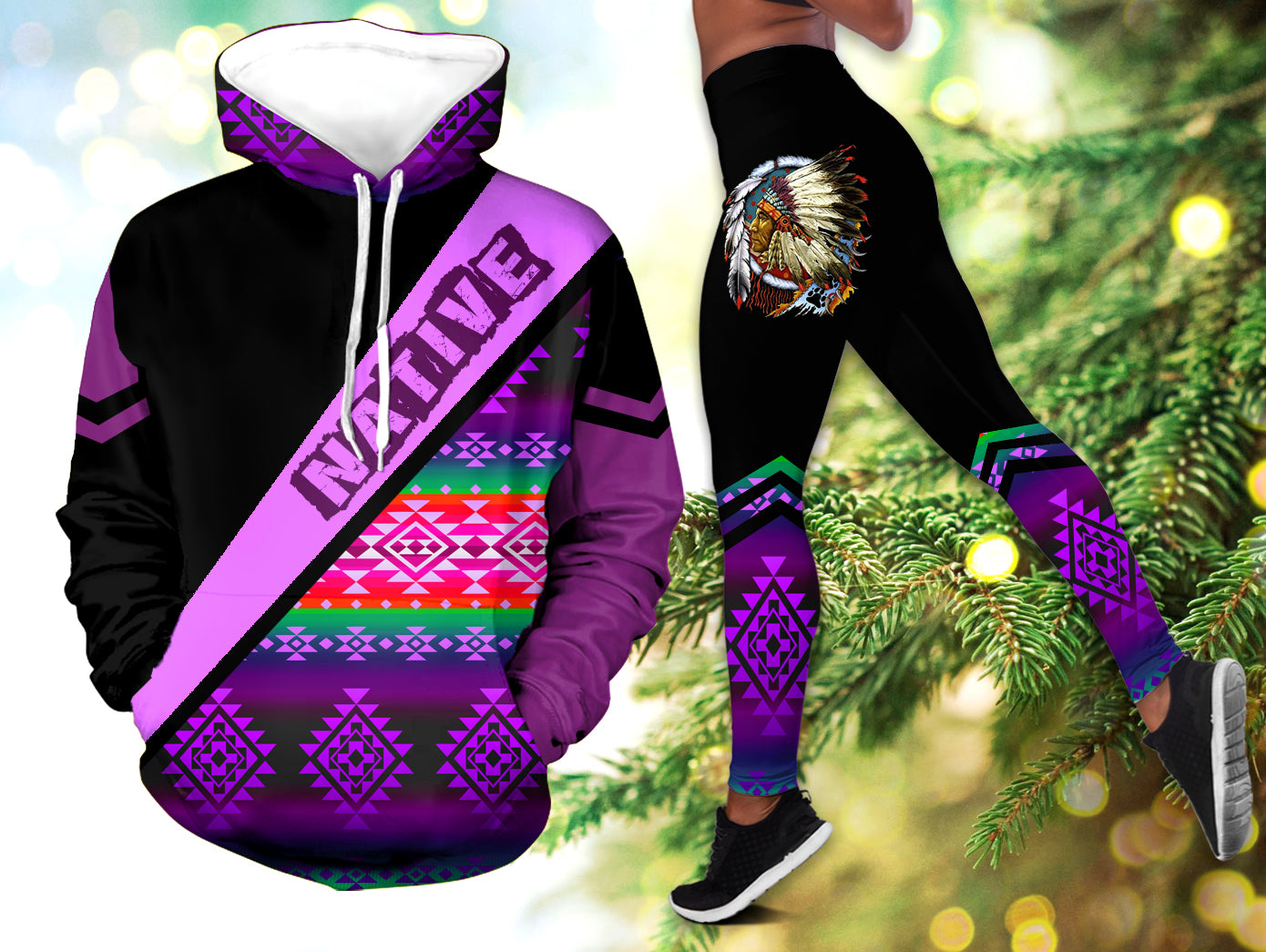 HLS001007 Pattern  Native 3D Hoodie Legging Set