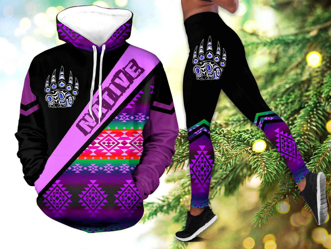 HLS001009 Pattern  Native 3D Hoodie Legging Set