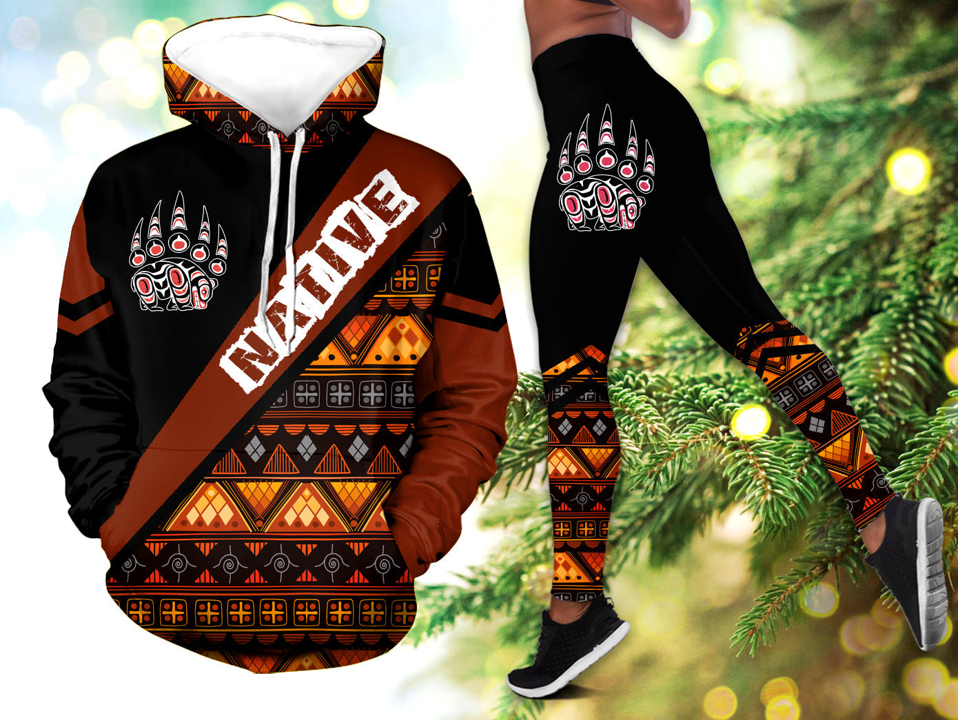 HLS001008 Pattern  Native 3D Hoodie Legging Set
