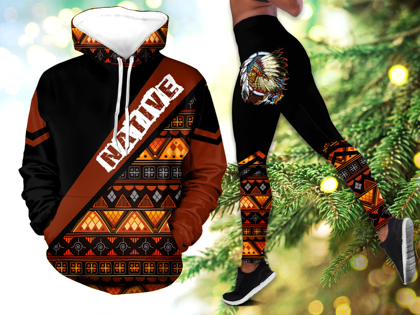 HLS001010 Pattern  Native 3D Hoodie Legging Set