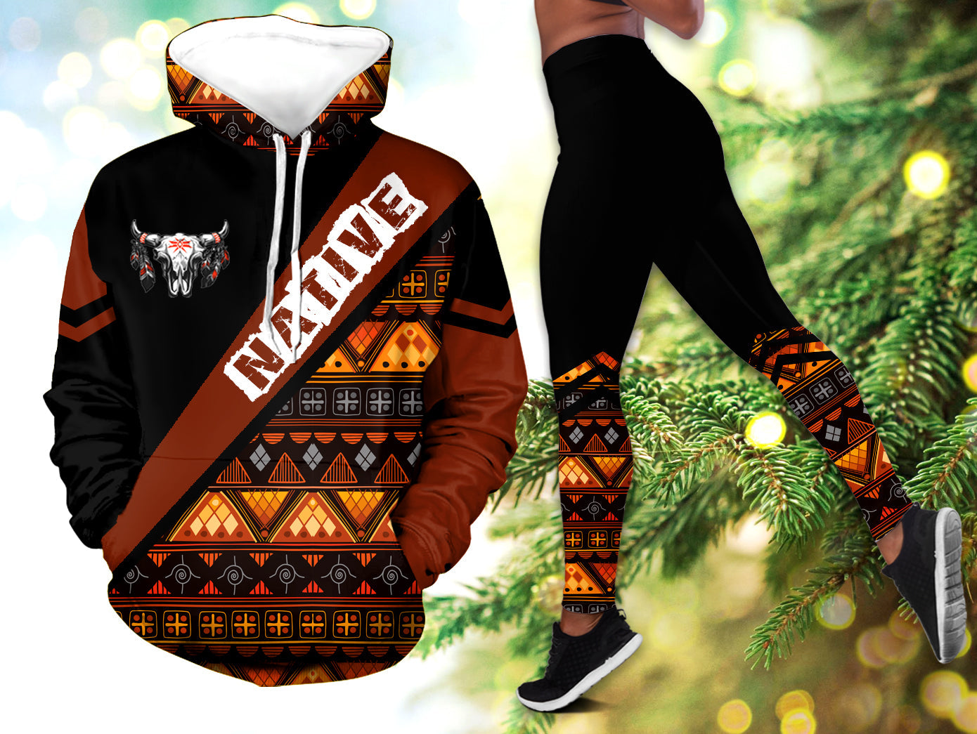 HLS001011 Pattern  Native 3D Hoodie Legging Set