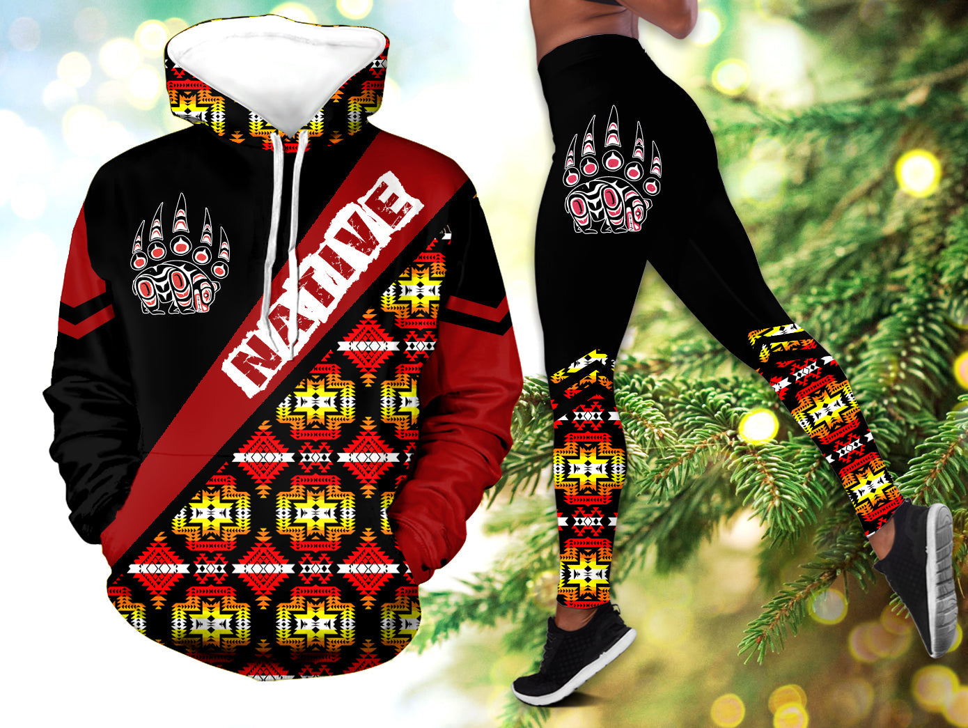 HLS001012 Pattern  Native 3D Hoodie Legging Set