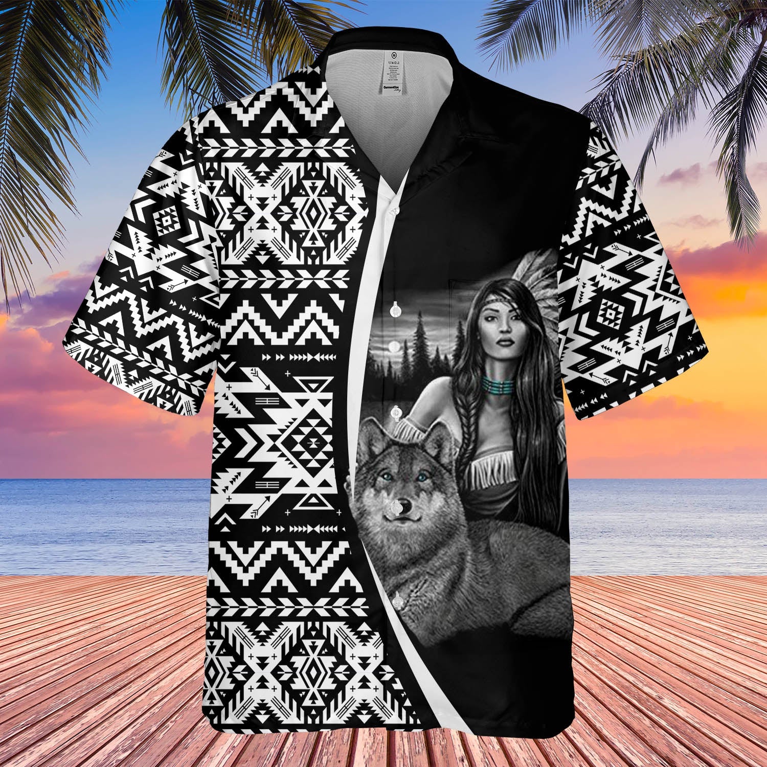 GB-HW000290 Tribe Design Native American Hawaiian Shirt 3D