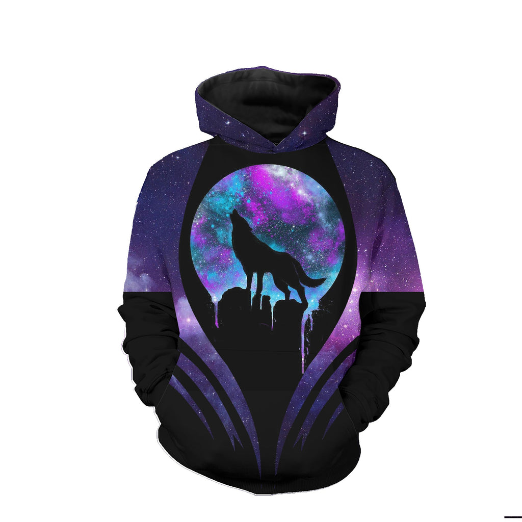 GB-NAT00445 Howling Wolf Moon 3D Hoodie