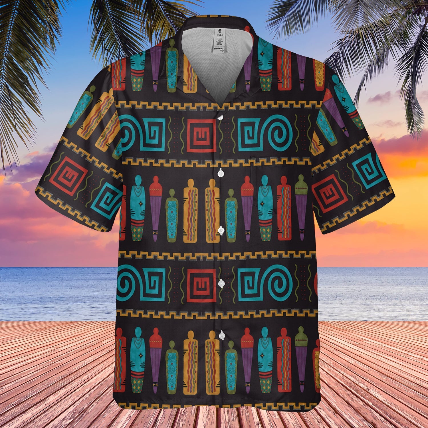 GB-NAT00618-02 Pattern Girl Native  Hawaiian Shirt 3D