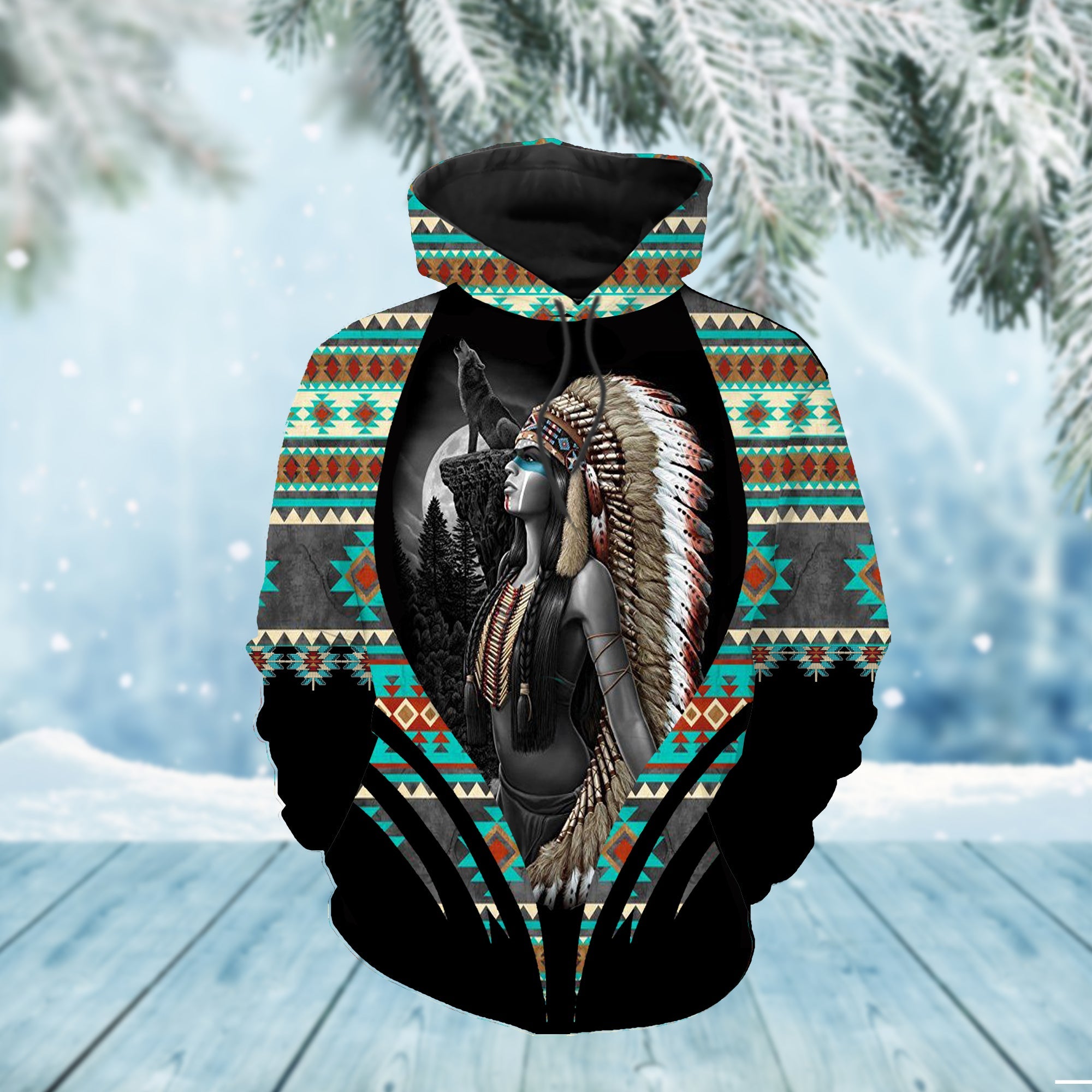 GB-NAT00526 Native Girl  3D Hoodie