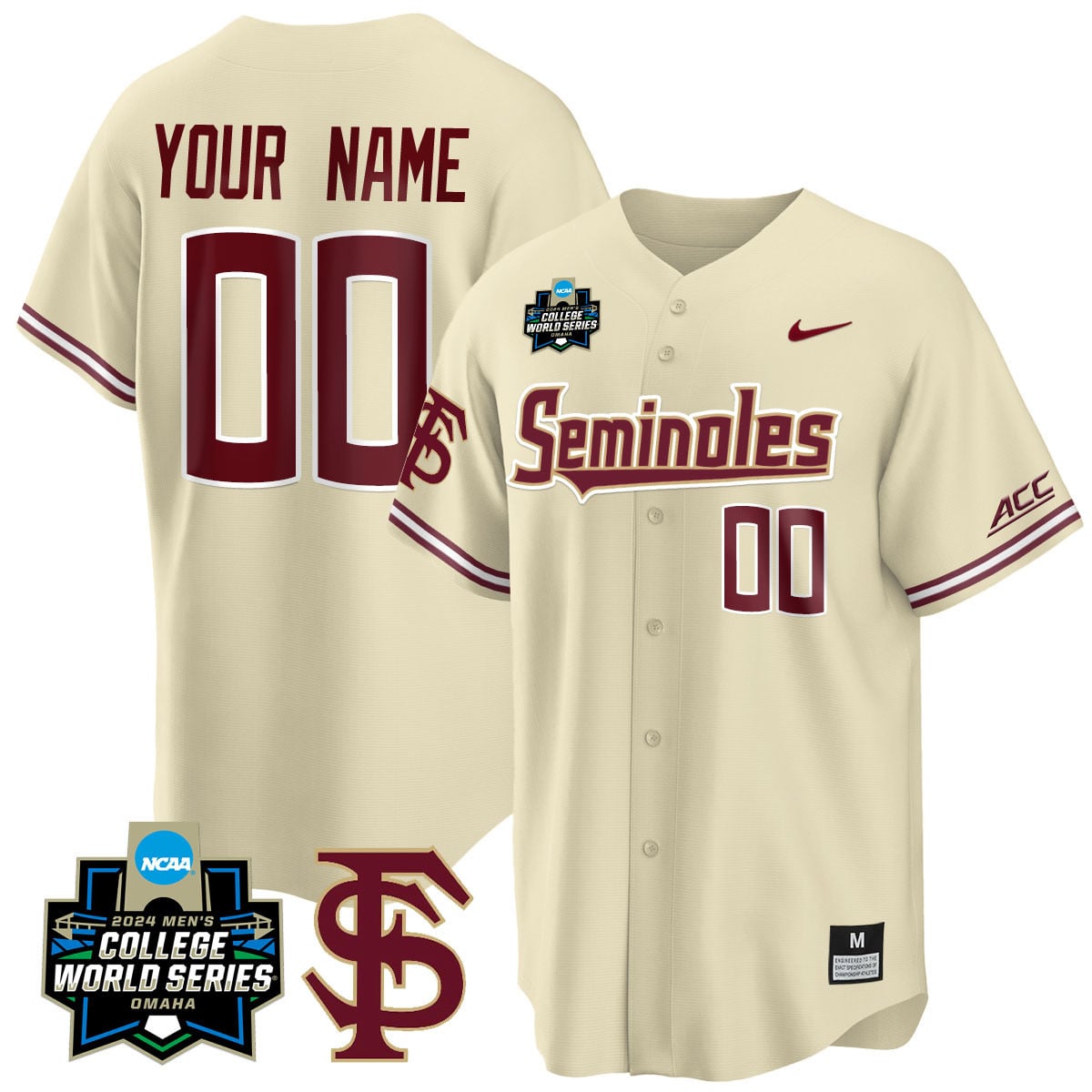 Custom Florida State Seminoles 2024 College World Series Vapor Premier Limited Jersey V1 - All Stitched