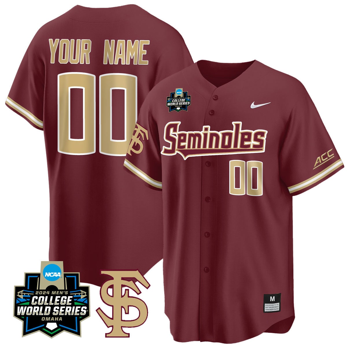 Custom Florida State Seminoles 2024 College World Series Vapor Premier Limited Jersey V1 - All Stitched