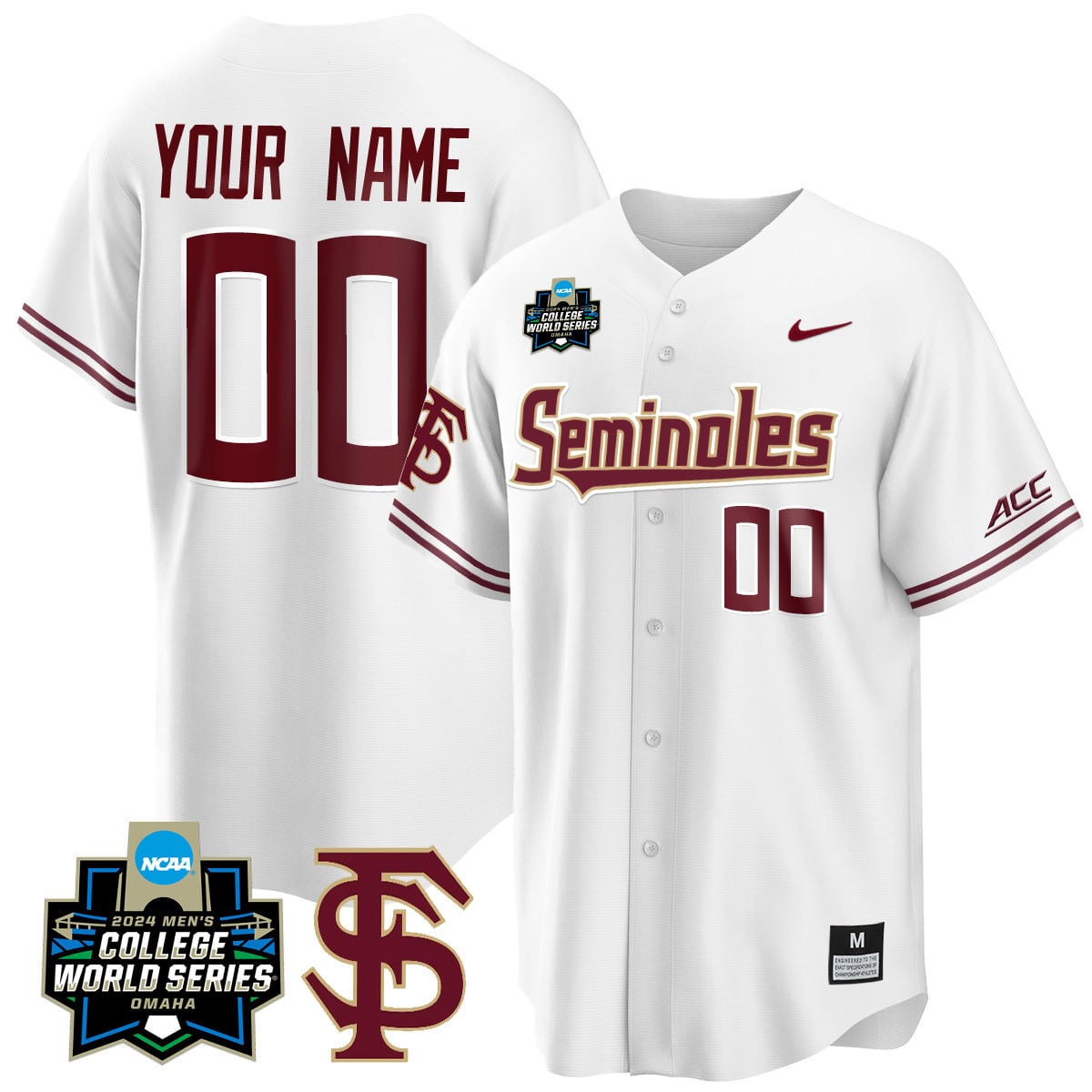 Custom Florida State Seminoles 2024 College World Series Vapor Premier Limited Jersey V1 - All Stitched