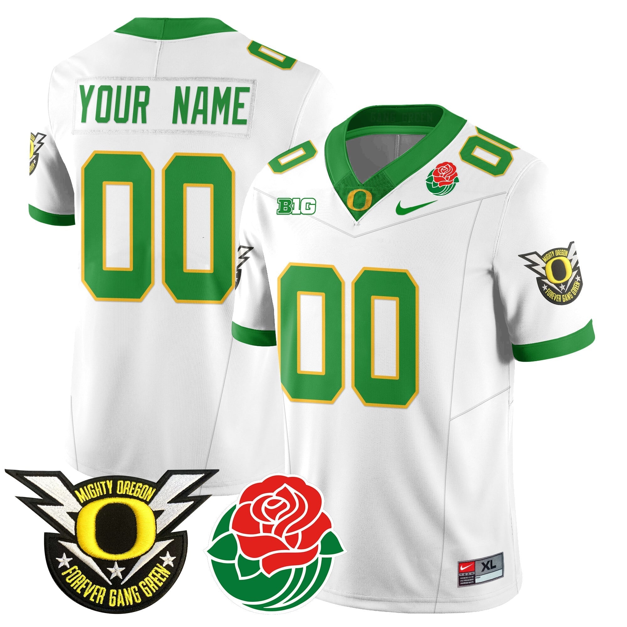 Custom Name/Gender Oregon Ducks 2024 Rose Bowl Jersey N2 - All Stitched 412VTHNJS003
