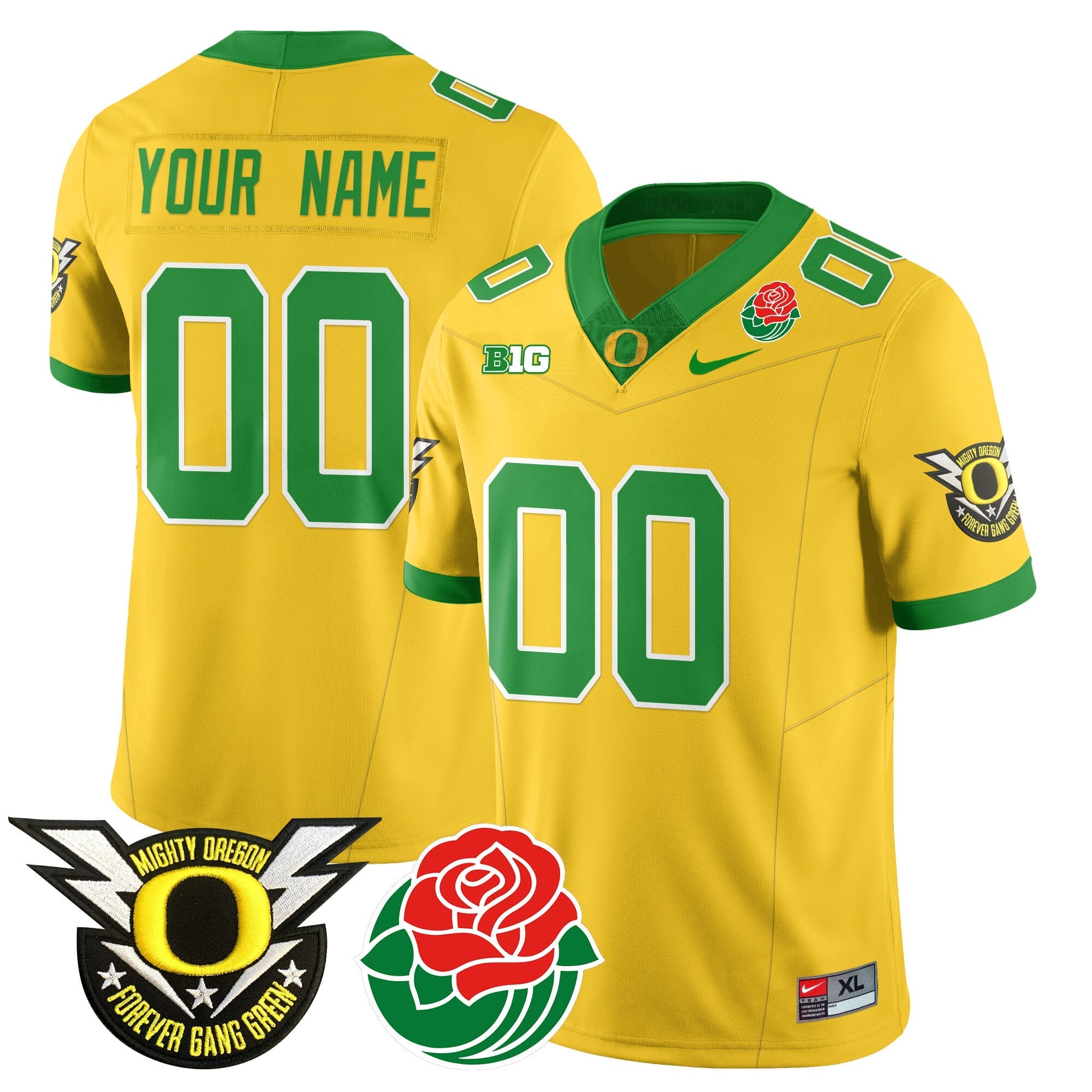 Custom Name/Gender Oregon Ducks 2024 Rose Bowl Jersey N2 - All Stitched 412VTHNJS003