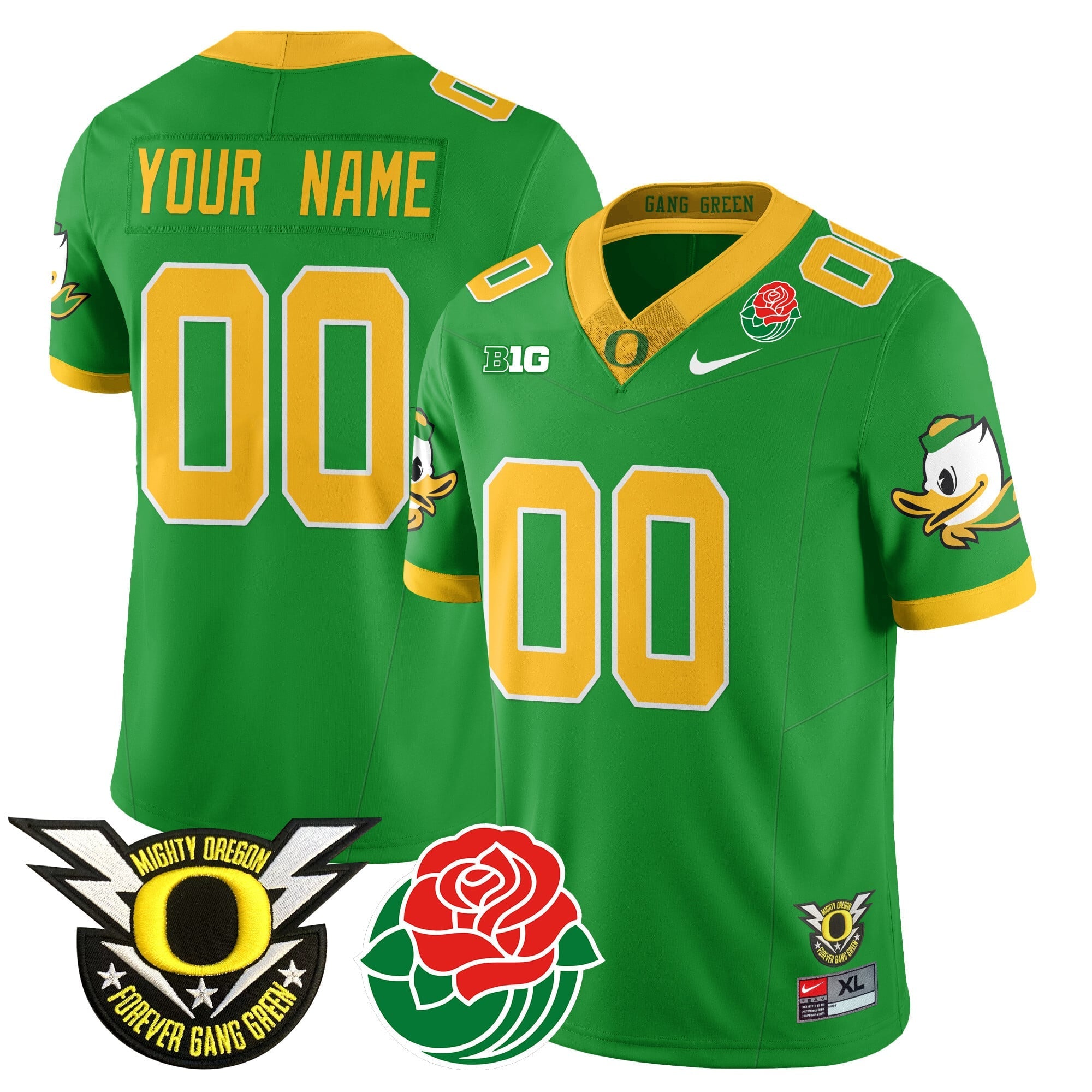Custom Name/Gender Oregon Ducks 2024 Rose Bowl Jersey N1 - All Stitched 412VTHNJS003