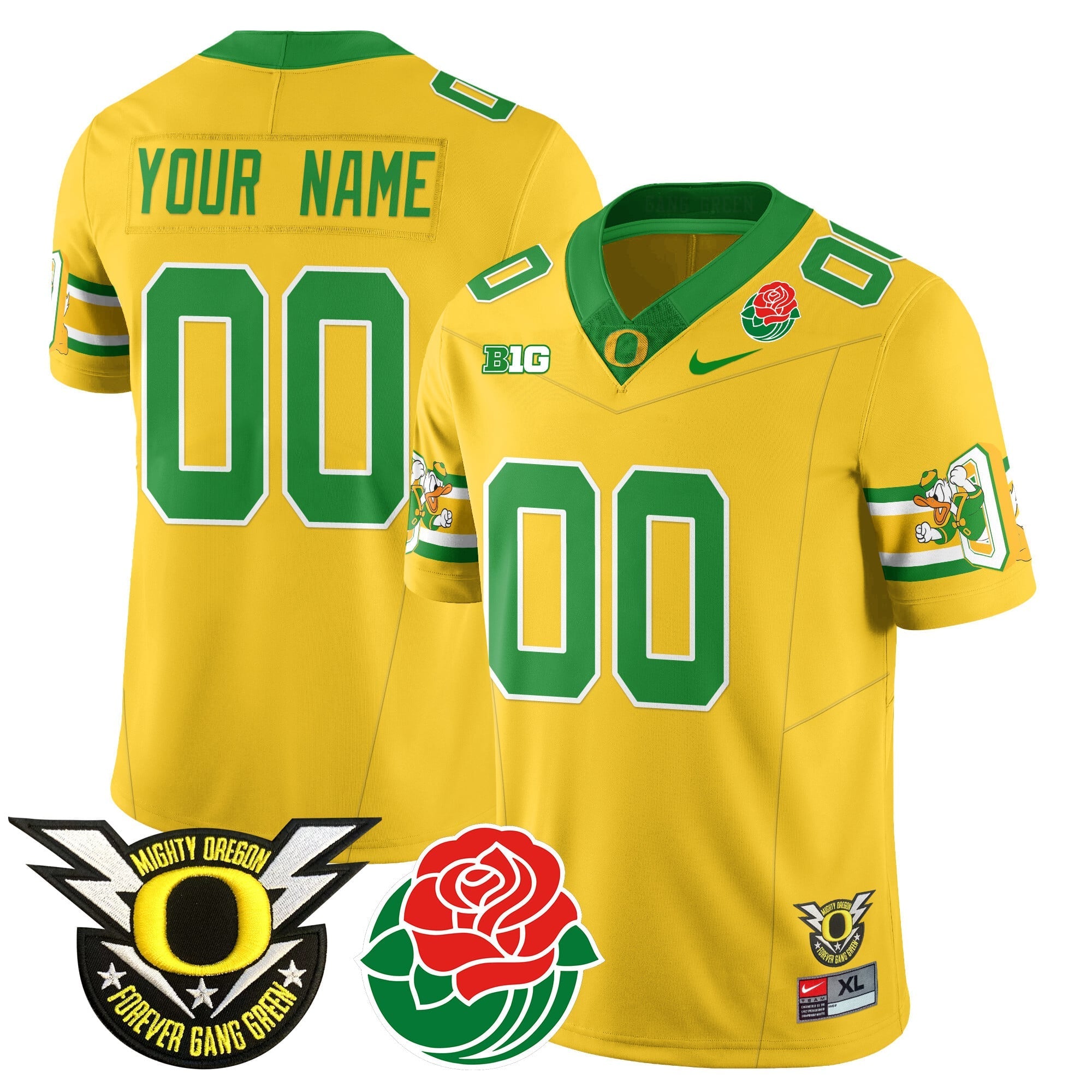 Custom Name/Gender Oregon Ducks 2024 Rose Bowl Jersey - All Stitched 412VTHNJS003