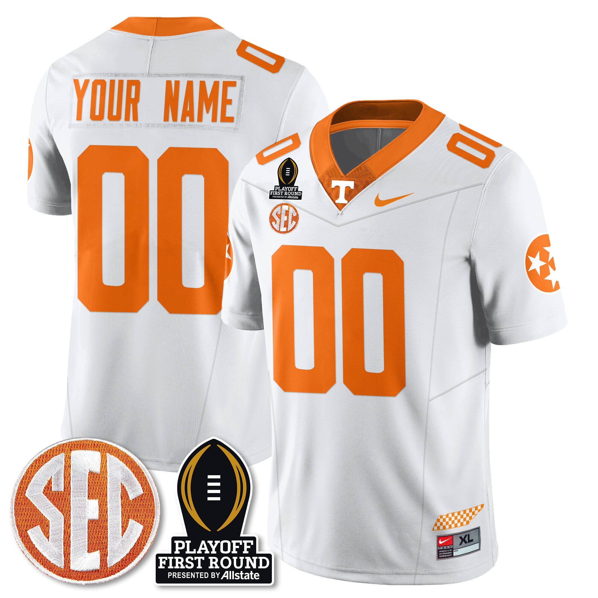Custom Tennessee Volunteers Football Jersey - Playoff First Round Patch - All Stitched