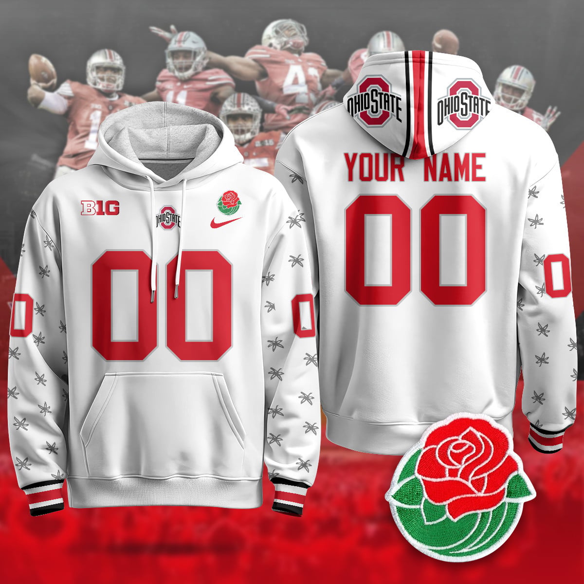 Custom Ohio State Buckeyes 2024 Rose Bowl Hoodie - All Stitched