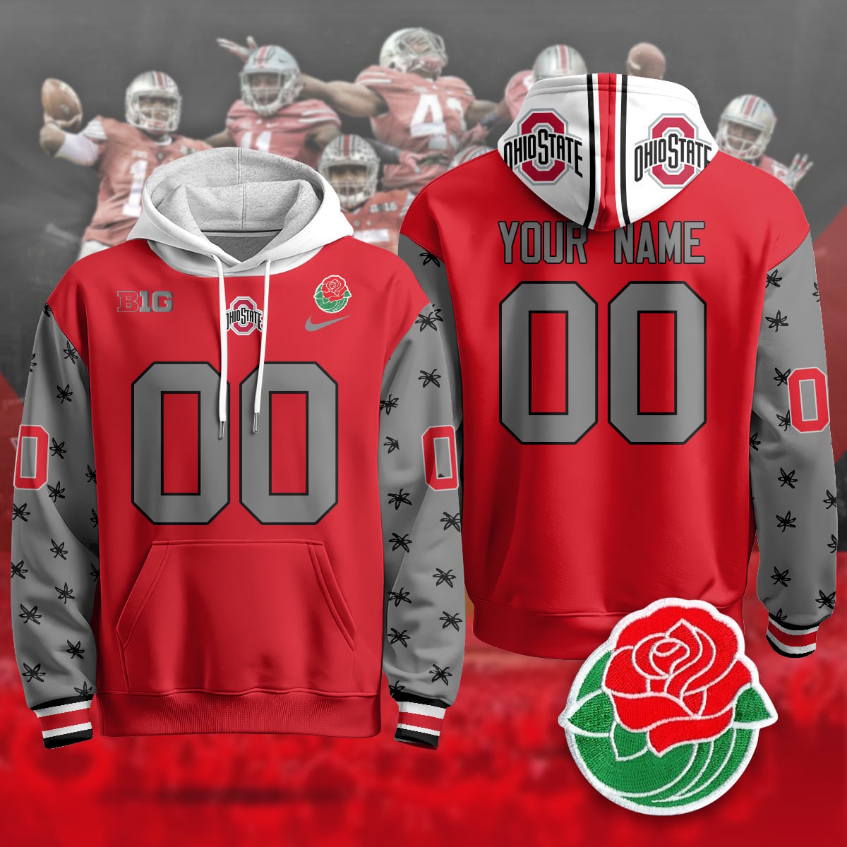 Custom Ohio State Buckeyes 2024 Rose Bowl Hoodie - All Stitched