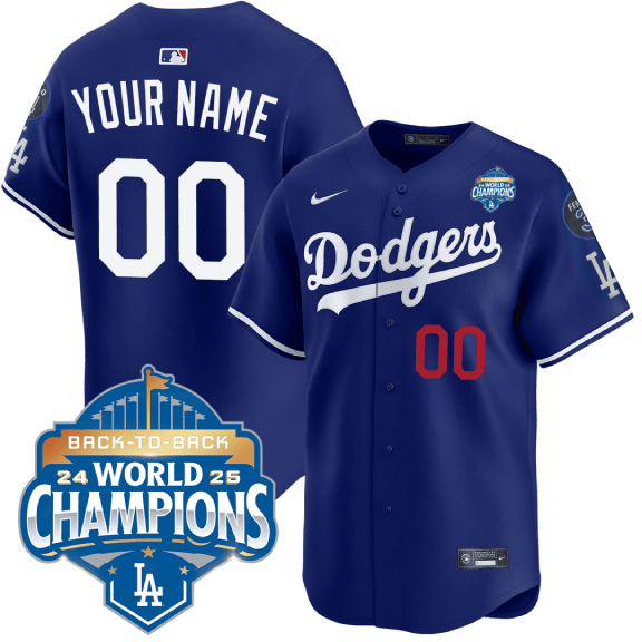 Custom Gender/Name Dodgers 2025 World Series - Back To Back Champions Vapor Premier Limited Jersey V2 - All Stitched