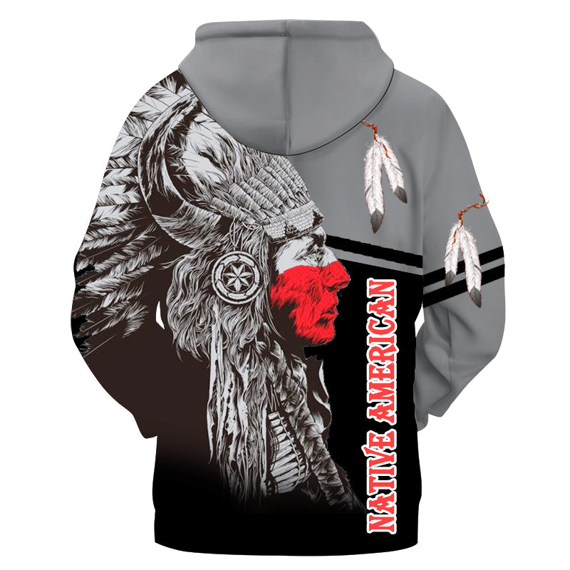 GB-NAT00457 Black & Red Chief Native 3D Hoodie
