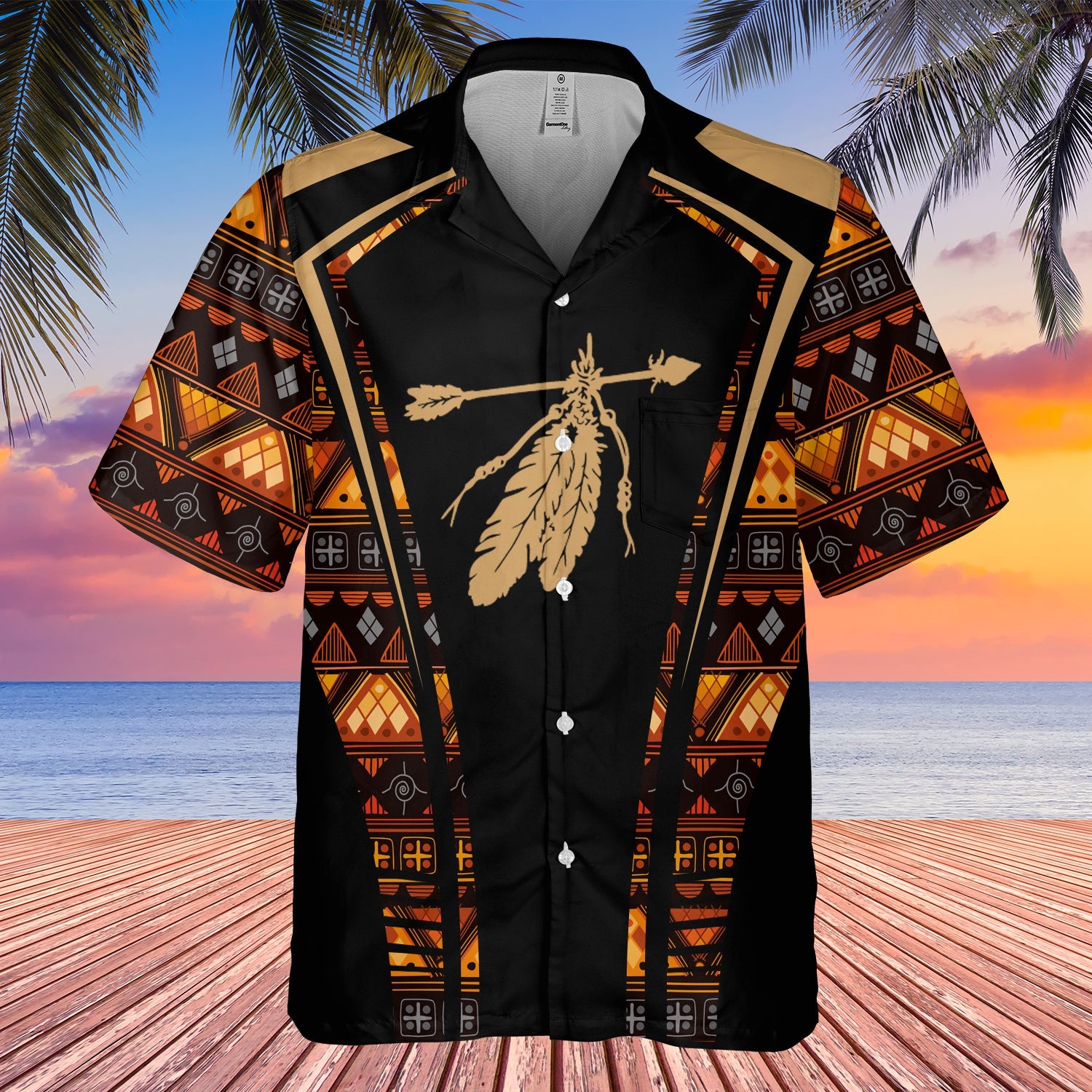 GB-HW000338 Tribe Design Native American Hawaiian Shirt 3D