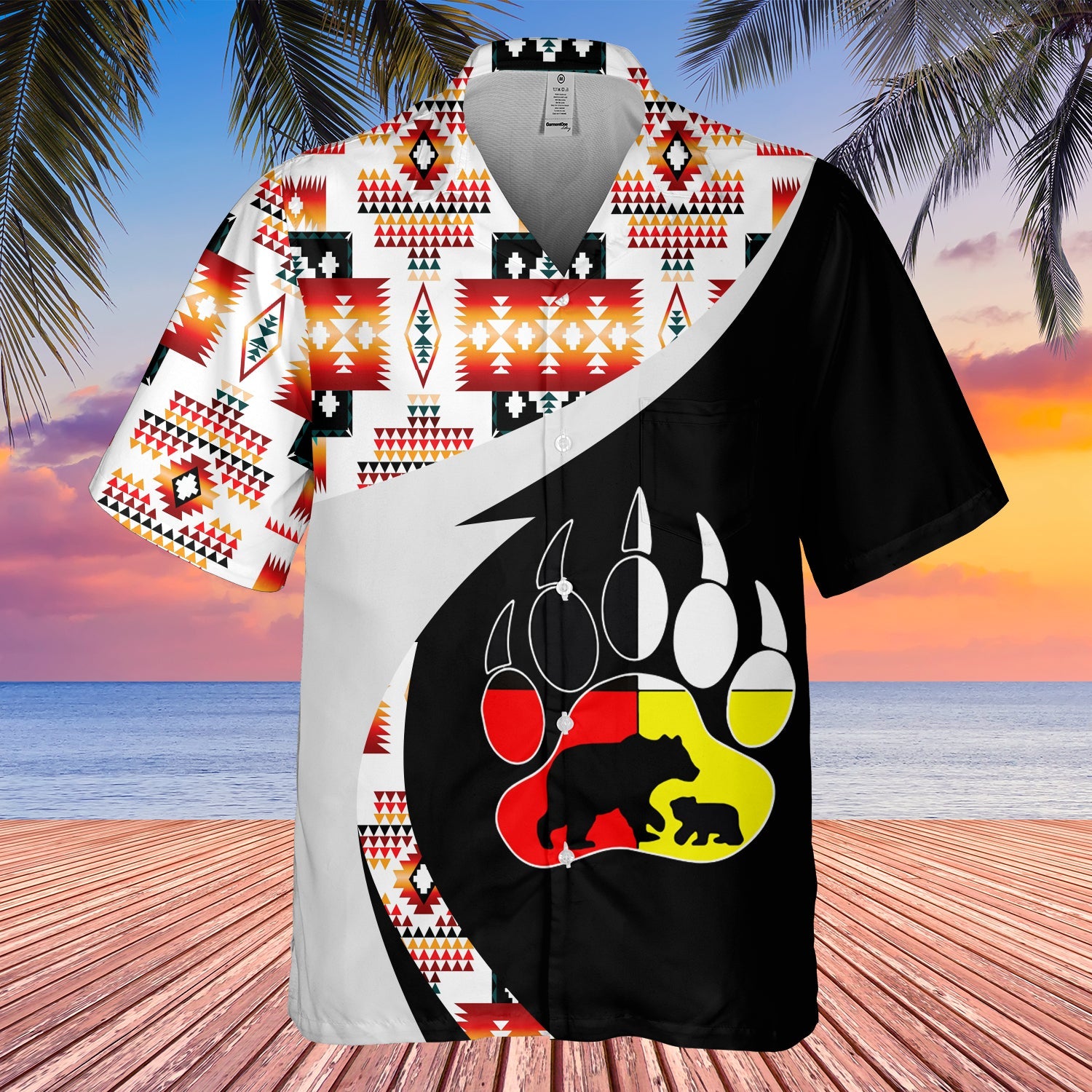 GB-HW000975 Tribe Design Native American Hawaiian Shirt 3D