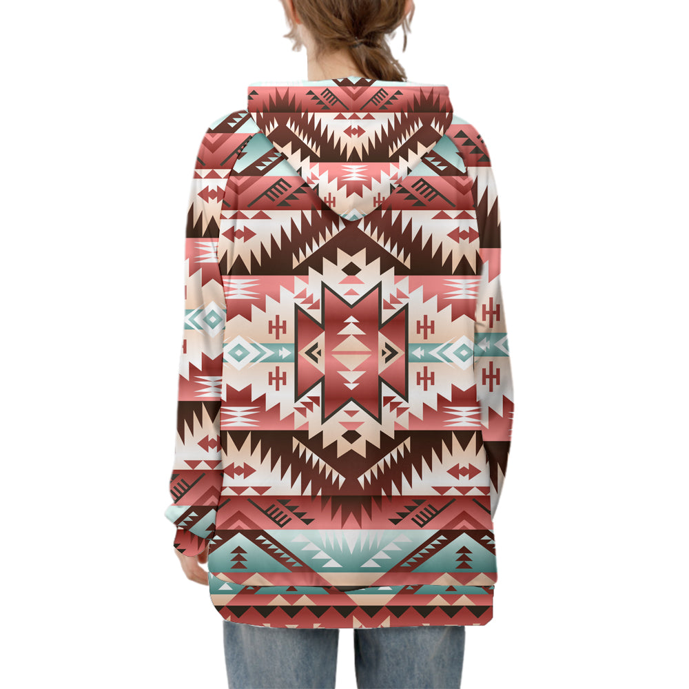 GB-NAT00540 Red Vector 3D Long Hoodies