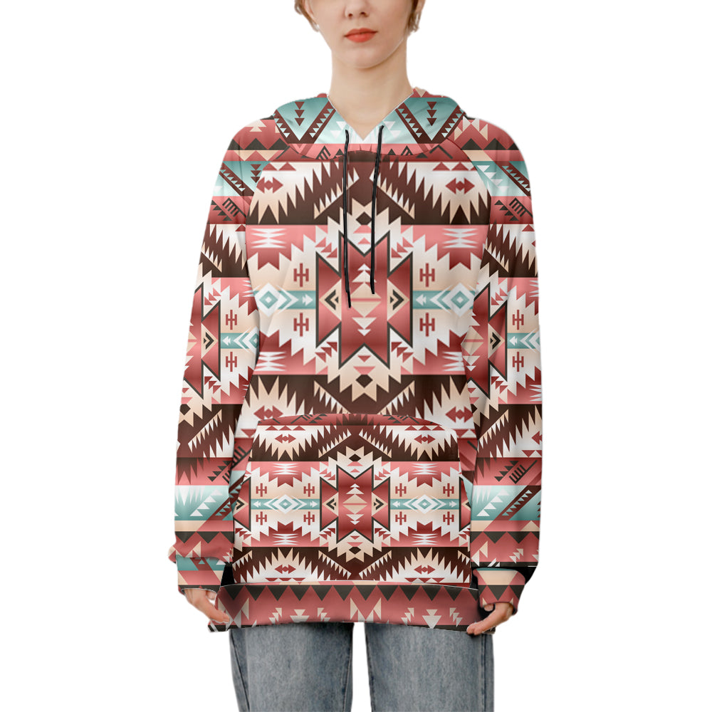 GB-NAT00540 Red Vector 3D Long Hoodies