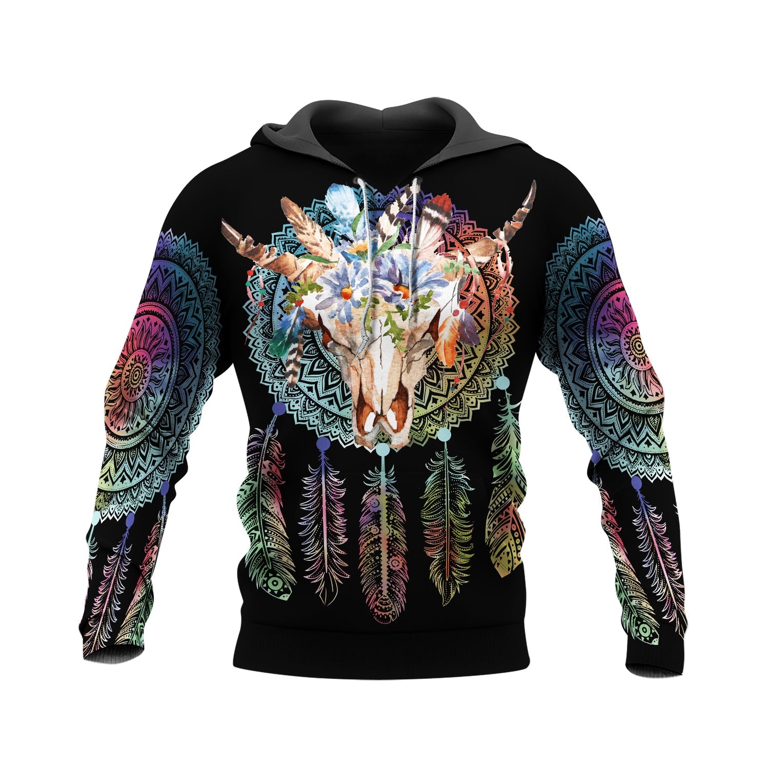 GB-NAT00479 Flower Bison Native 3D Hoodie