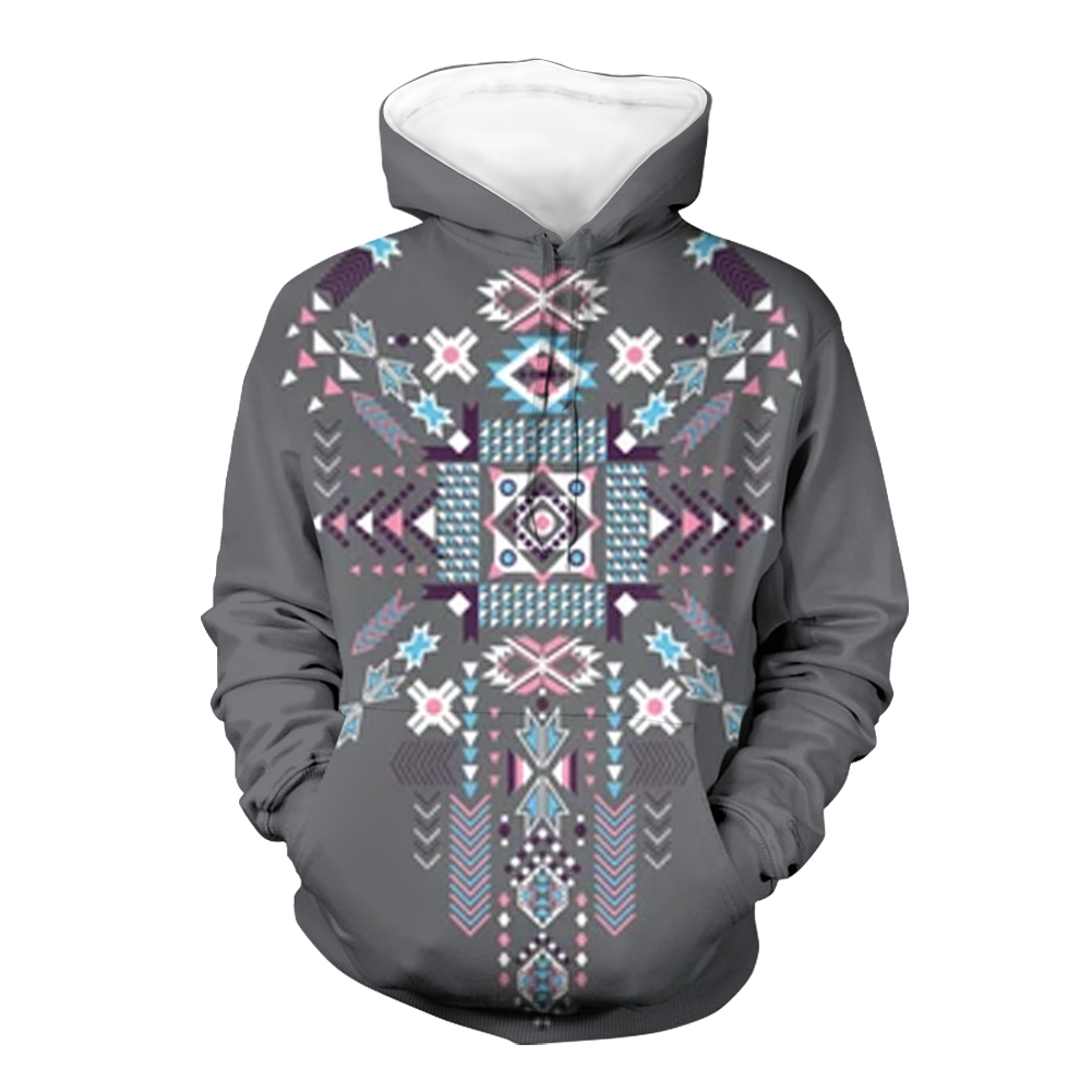 GB-NAT00567 Gray Pattern 3D Hoodie