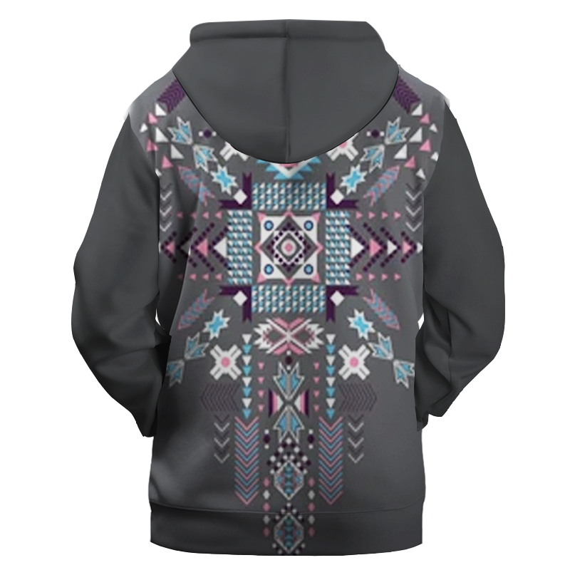 GB-NAT00567 Gray Pattern 3D Hoodie
