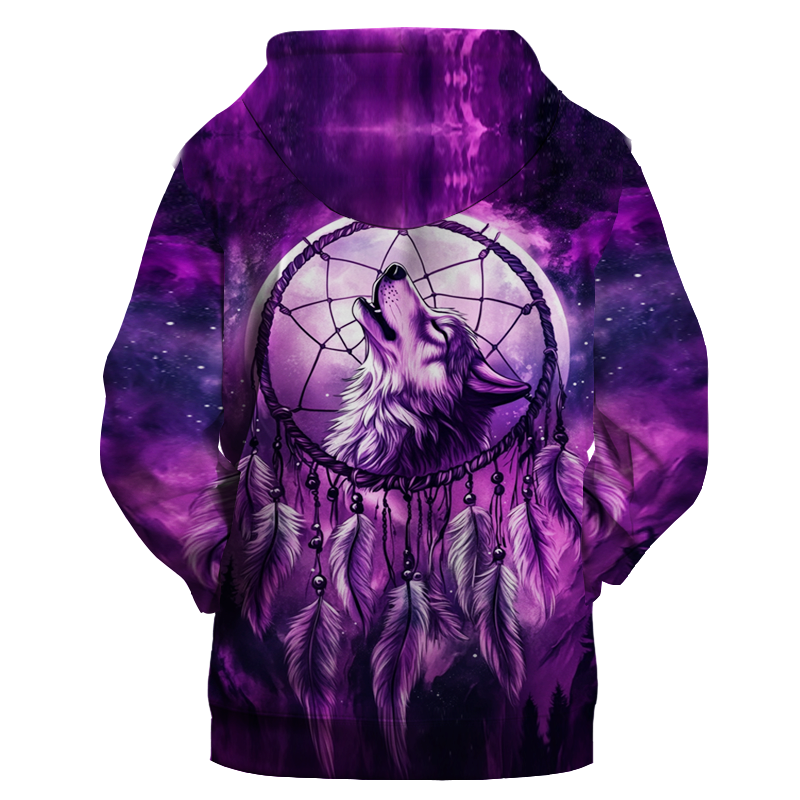 GB-NAT0005-02 Wolf With Feather Headdress 3D Hoodie