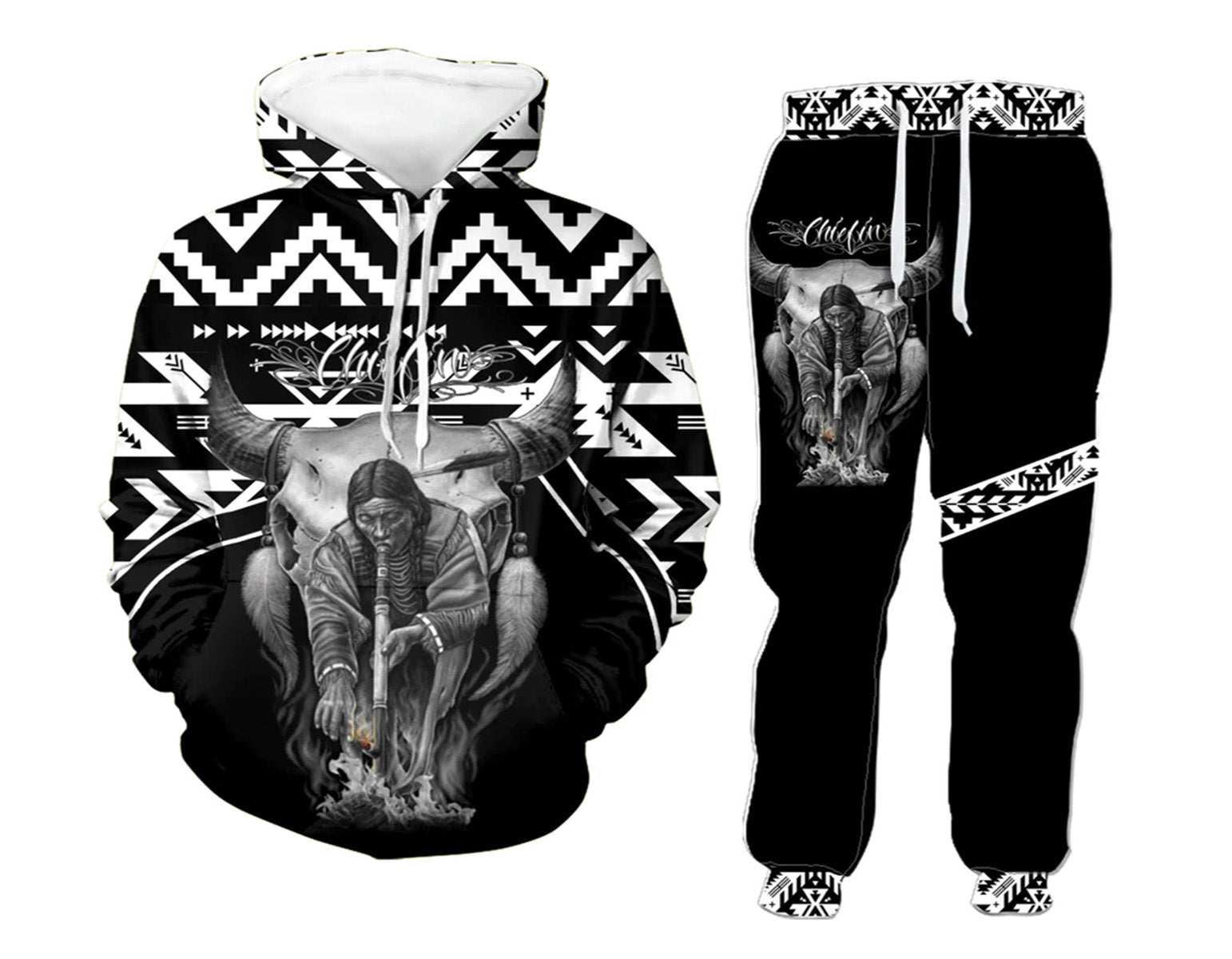 GB-NAT00420 Bison Chief Native Hoodie Long Pants 3D Set