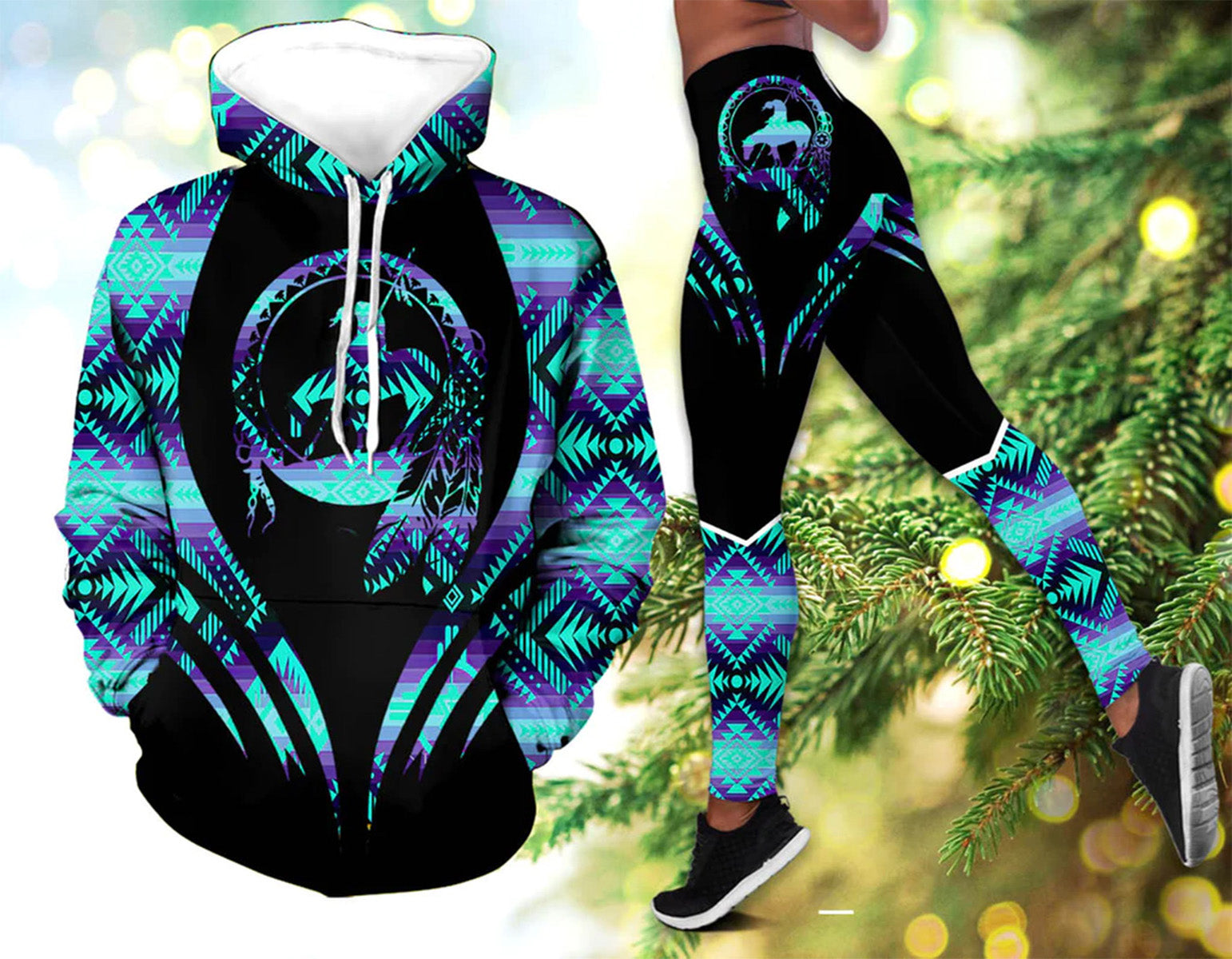 HLS00109 Pattern  Native 3D Hoodie Legging Set