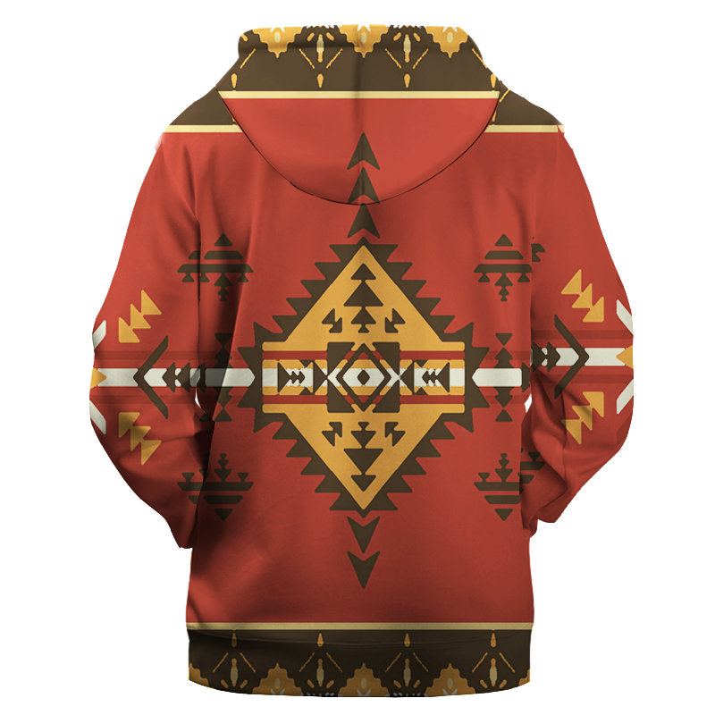 GB-NAT00331 Geometric Pattern Red Native American Pride 3D Hoodie