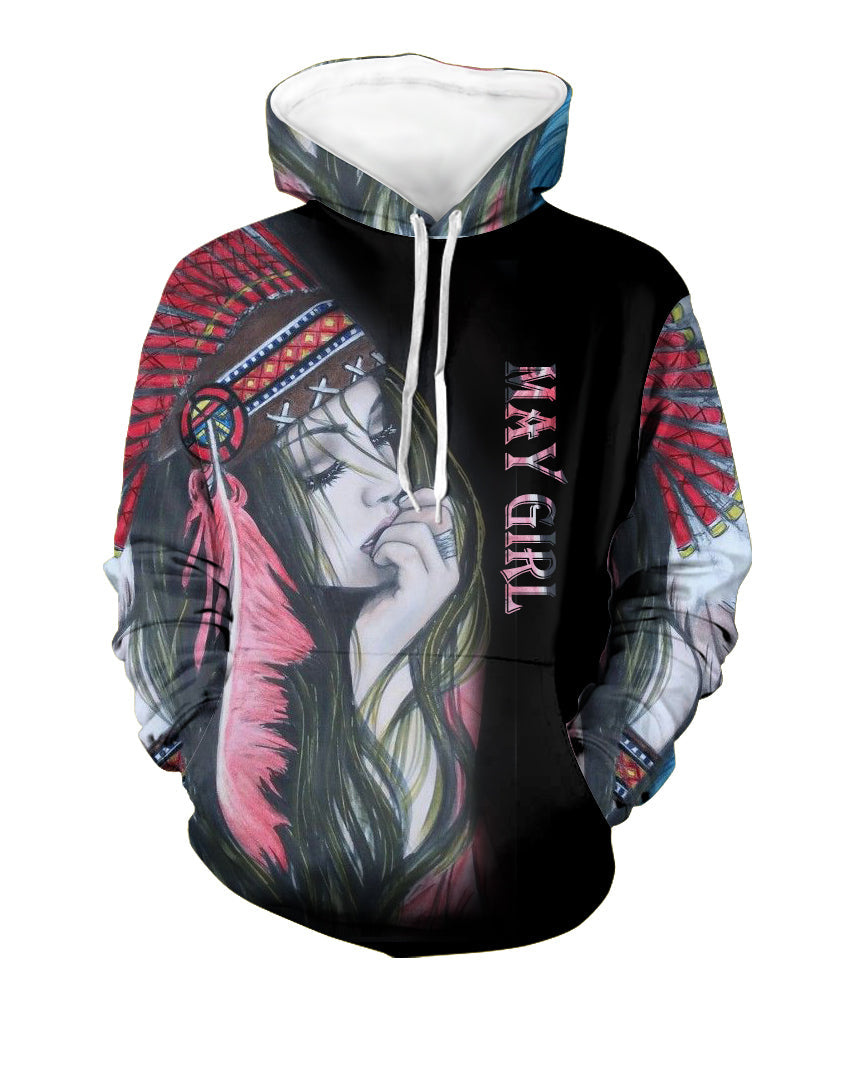 GB-NAT00474-05 Native Girl 3D Hoodie