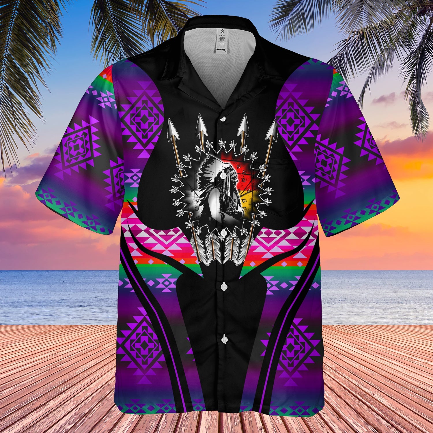 GB-HW000369 Tribe Design Native American Hawaiian Shirt 3D