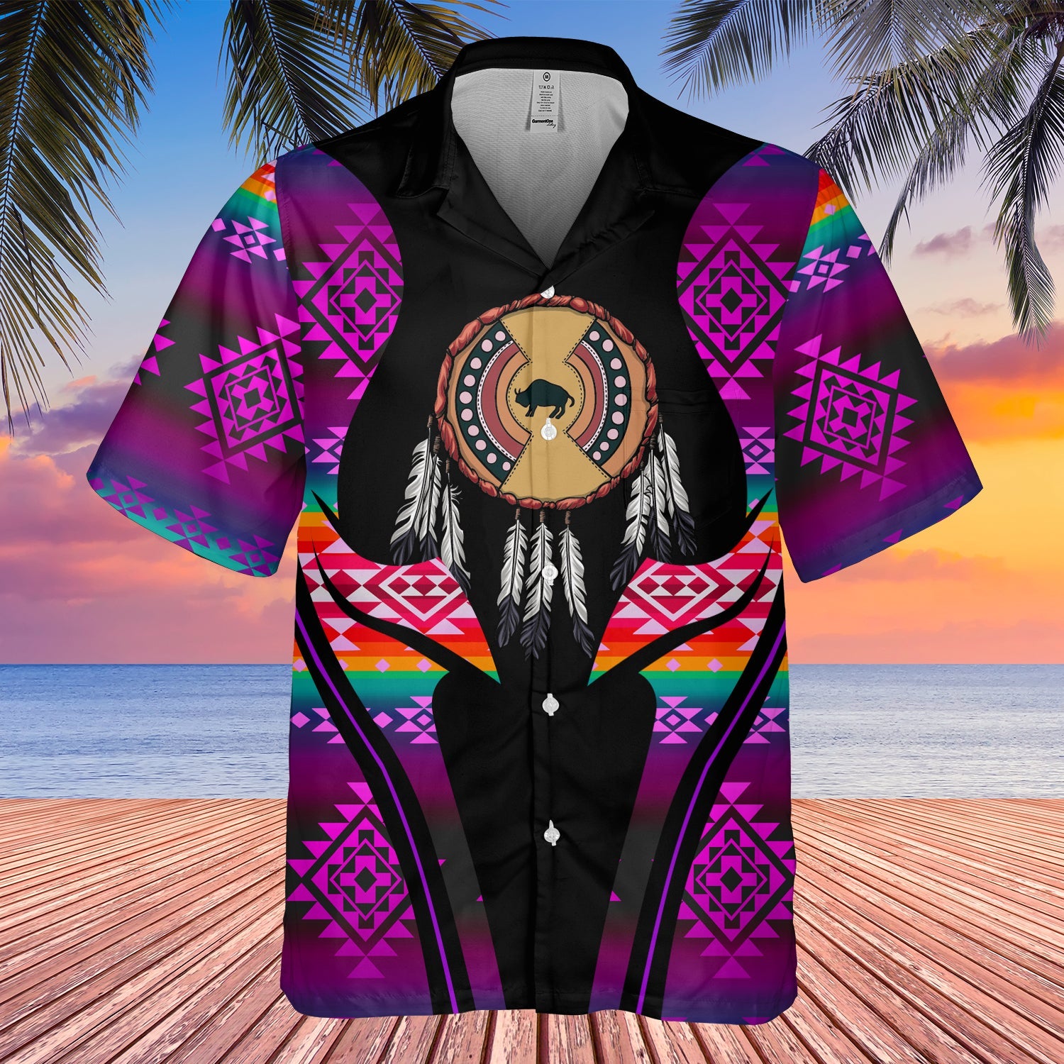 GB-HW000371 Tribe Design Native American Hawaiian Shirt 3D