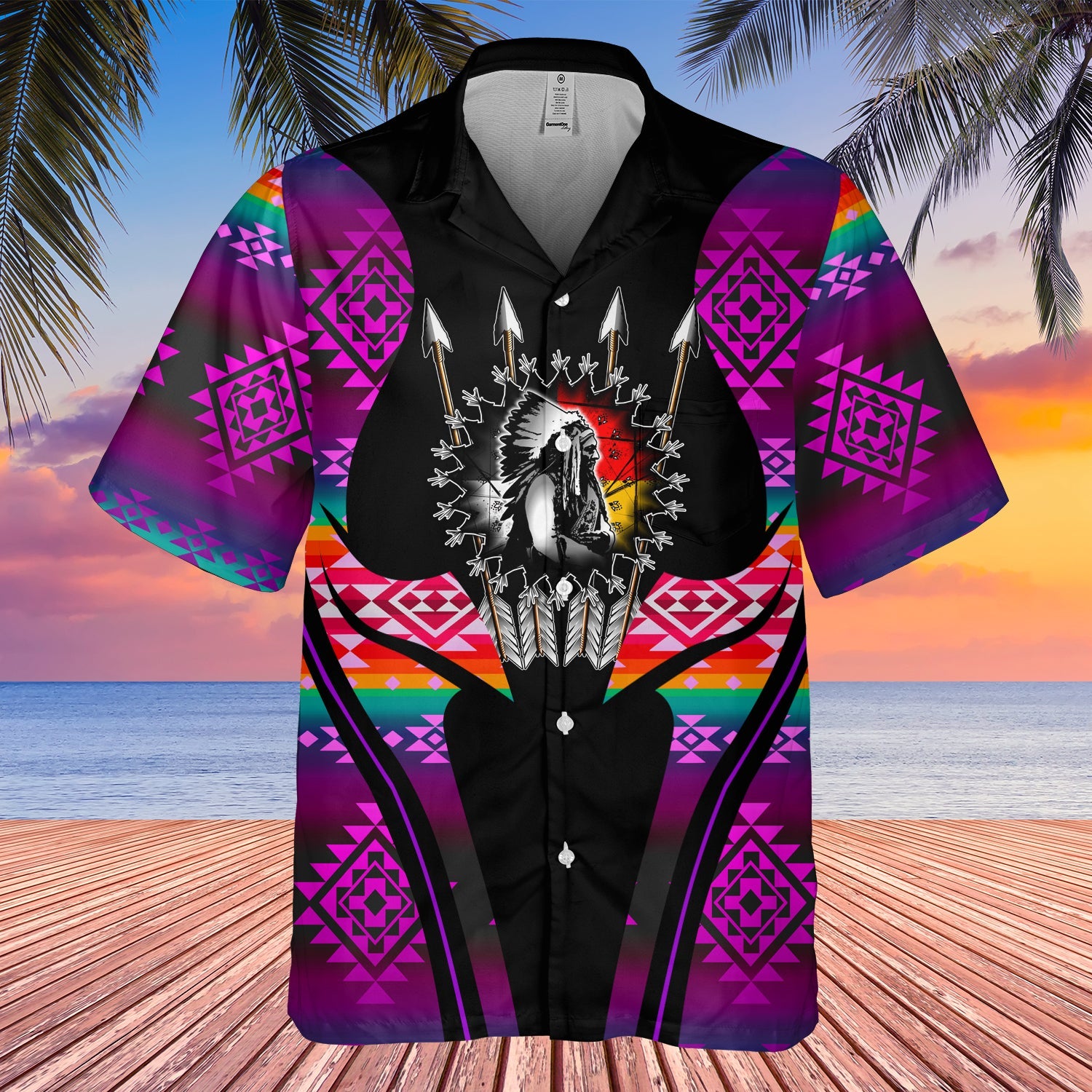 GB-HW000372 Tribe Design Native American Hawaiian Shirt 3D