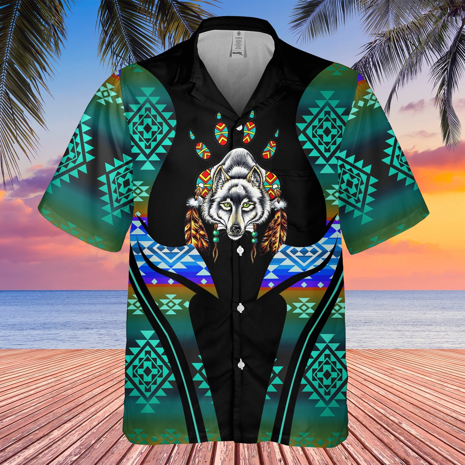 GB-HW000376 Tribe Design Native American Hawaiian Shirt 3D