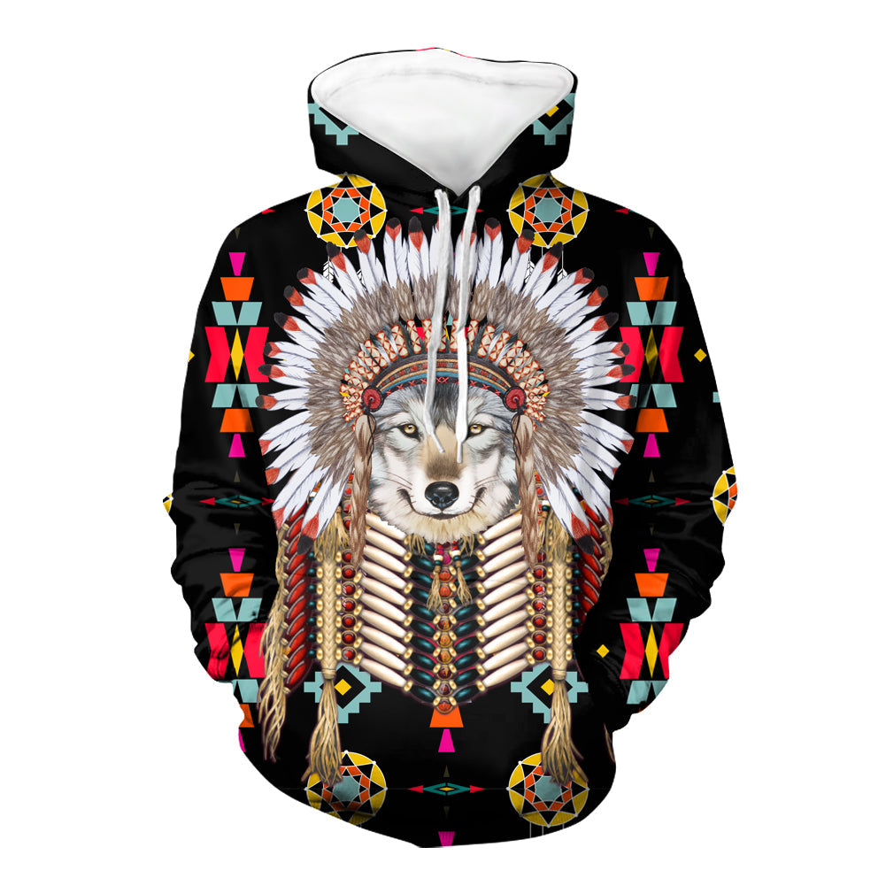 GB-NAT00348 Wolf Breastplate 3D Hoodie